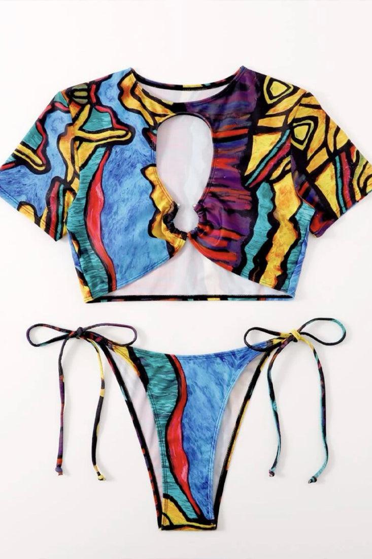 Sexy Abstract Art Print Cheeky Bikini - AMIClubwear