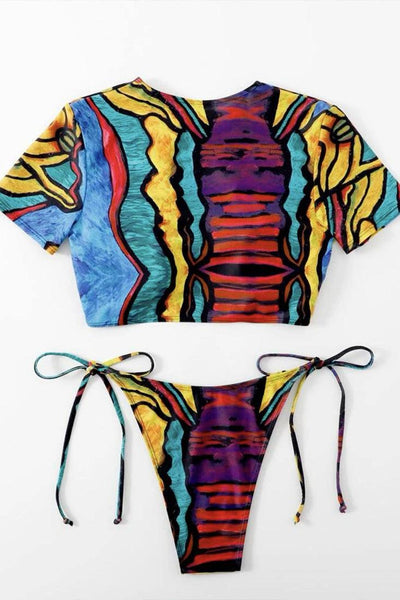 Sexy Abstract Art Print Cheeky Bikini - AMIClubwear