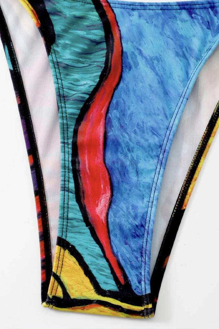 Sexy Abstract Art Print Cheeky Bikini - AMIClubwear