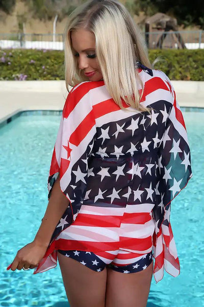 Sexy American Flag Print 3Pc. Swimsuit - AMIClubwear