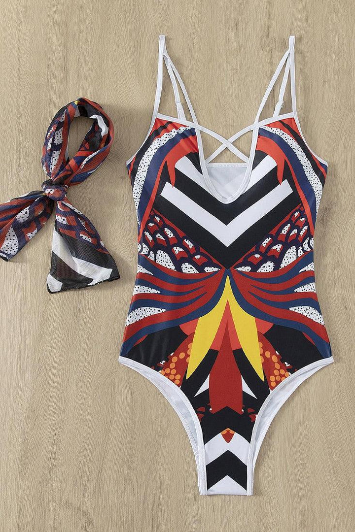【AAKE】FLIP CHECK MONOKINI Sexy Aztec Print Monokini With Head Scarf – AMIClubwear