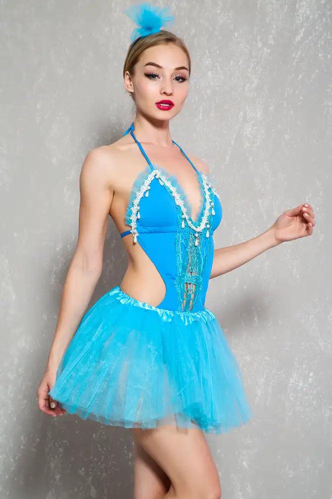 Sexy Bahama Blue Beaded 3Pc Valley Costume - AMIClubwear