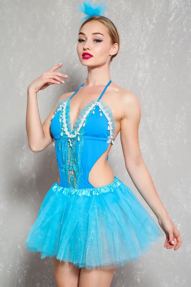 Sexy Bahama Blue Beaded 3Pc Valley Costume - AMIClubwear