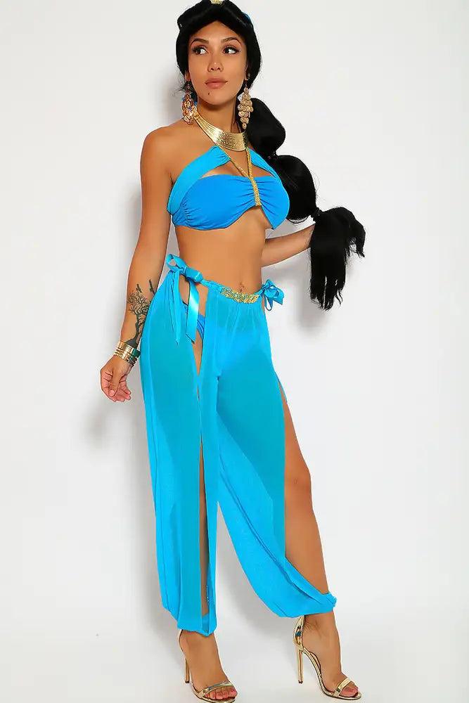 Sexy Bahama Blue Celebrity Princess J Sequin 4 Piece Halloween Costume - AMIClubwear