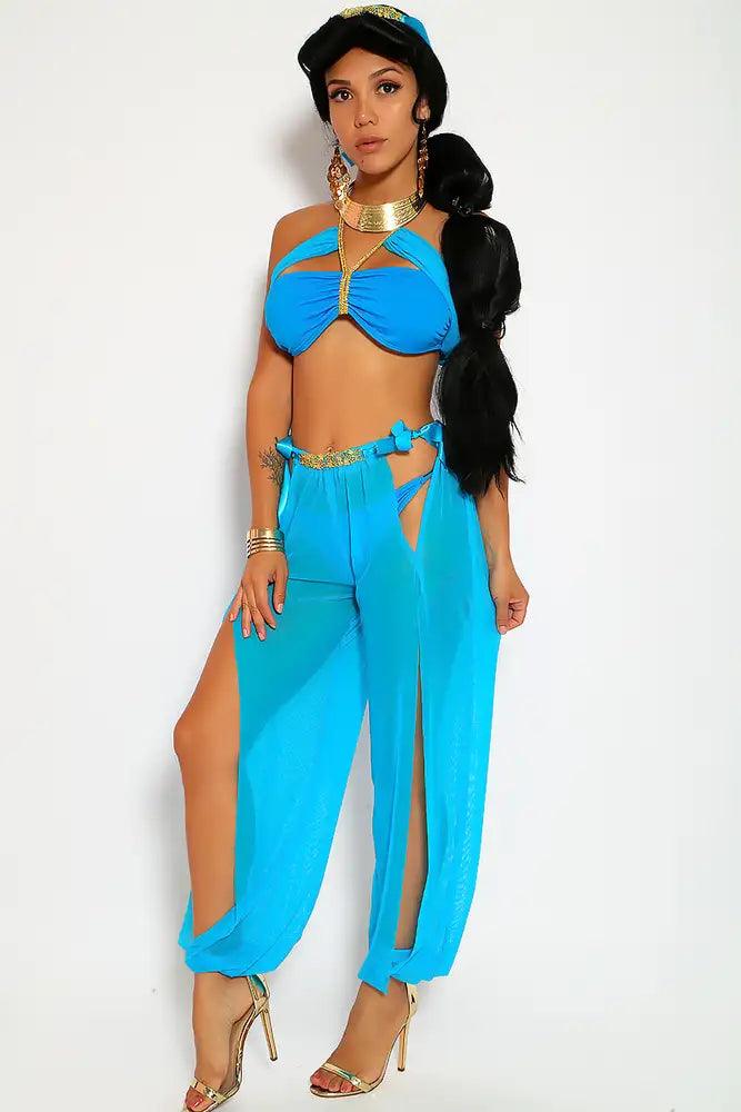 Sexy Bahama Blue Celebrity Princess J Sequin 4 Piece Halloween Costume - AMIClubwear