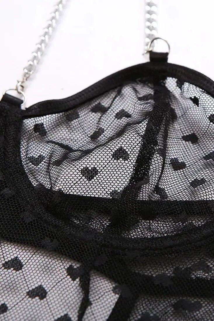 Sexy Black 1pc Mesh Lace Thong Bodysuit Lingerie