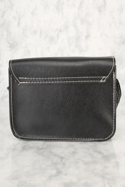 Sexy Black Blue Animal Print Geometric Faux Leather Mini Shoulder Handbag - AMIClubwear