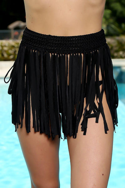 Sexy Black Braided Knit Swimsuit Cover Up Kimono - AMIClubwear