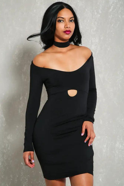 Sexy Black Choker Bodycon Party Dress - AMIClubwear