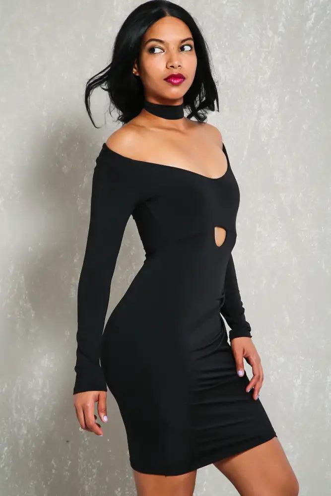 Sexy Black Choker Bodycon Party Dress - AMIClubwear