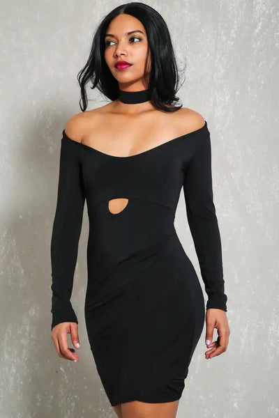 Sexy Black Choker Bodycon Party Dress - AMIClubwear