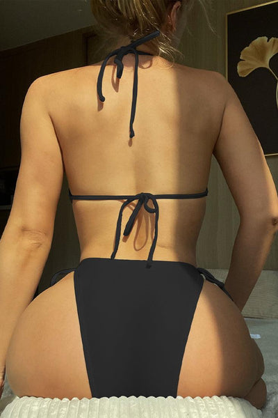 Sexy Black Cross Strap Tie Monokini - AMIClubwear