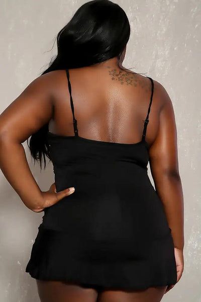 Sexy Black Cut Out Ruched Plus Size One Piece Swimsuit - AMIClubwear