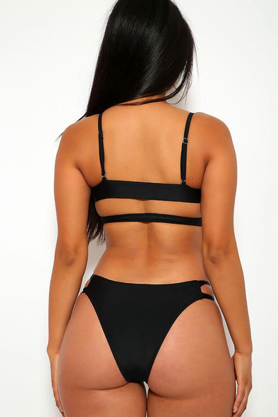 Sexy Black Cutout Cheeky Two Piece Bikini - AMIClubwear