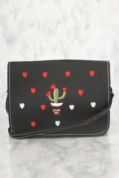 Sexy Black Embroider Fringe Accent Crossbody Handbag - AMIClubwear