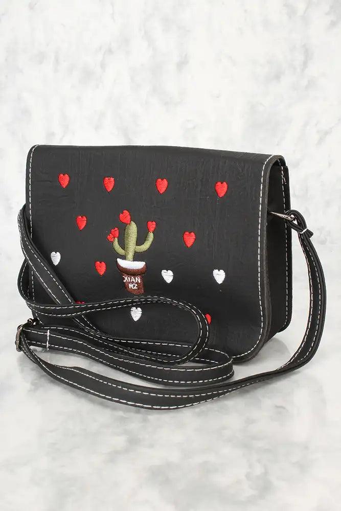 Sexy Black Embroider Fringe Accent Crossbody Handbag - AMIClubwear