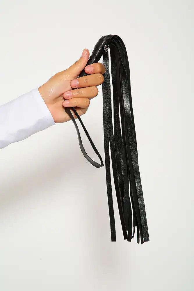 Sexy Black Faux Leather Fringe Whip - AMIClubwear