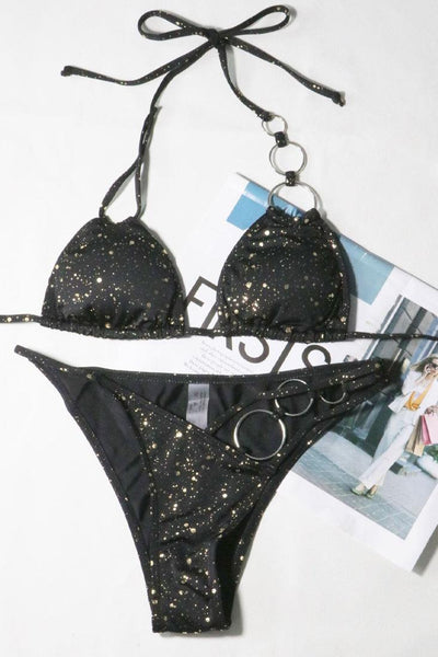 Sexy Black Galaxy Print 2pc Bikini - AMIClubwear