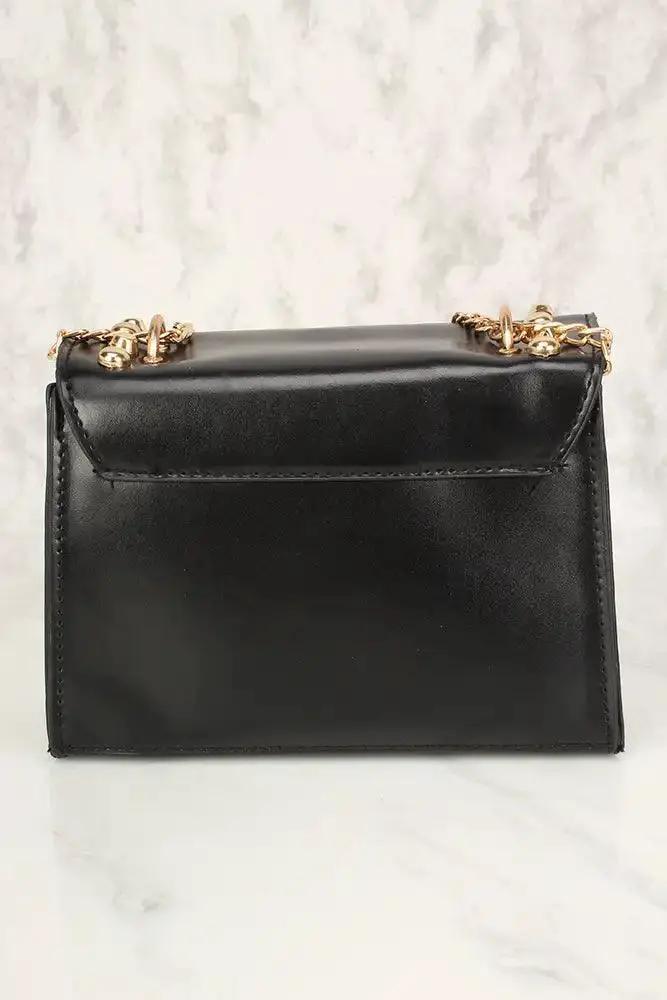 Sexy Black Glitter Faux Leather Mini Shoulder Handbag