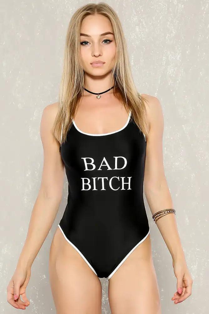 Sexy Black Graphic Print One Piece Swimsuit - AMIClubwear