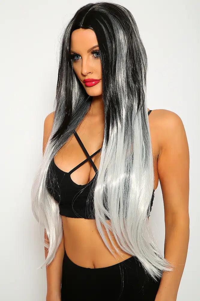 Sexy Black Grey Ombre Long Wig - AMIClubwear