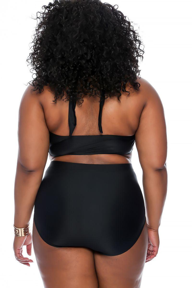 Sexy Black High Waist Plus Size Two Piece Swimsuit - AMIClubwear