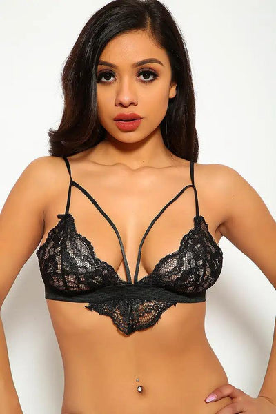 Sexy Black Lace Strappy Bralette - AMIClubwear