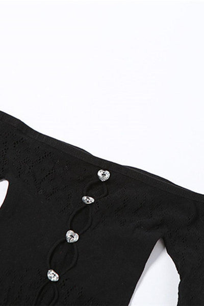 Sexy Black Mesh Front Button Bodysuit - AMIClubwear