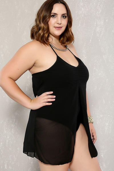 Sexy Black Mesh Plus Size One Piece Bikini - AMIClubwear