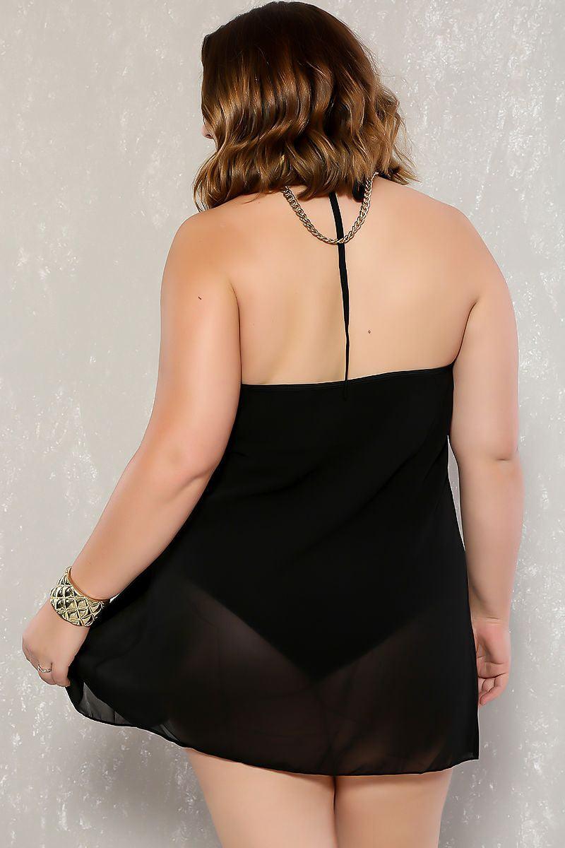 Sexy Black Mesh Plus Size One Piece Bikini - AMIClubwear