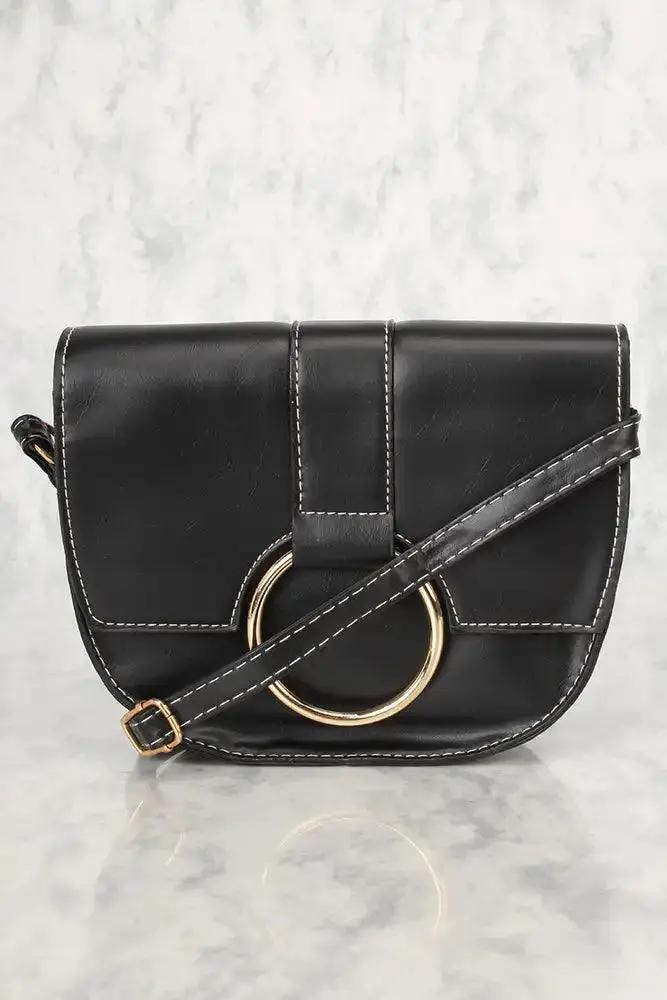 Sexy Black O-Ring Small Shoulder Handbag