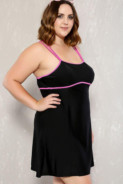 Sexy Black Padded Two Piece Dress Plus Size Swimsuit - AMIClubwear
