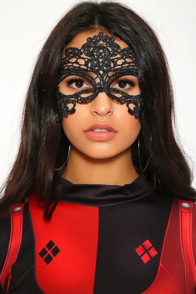 Sexy Black Perforated Crochet Detail Costume Mask - AMIClubwear