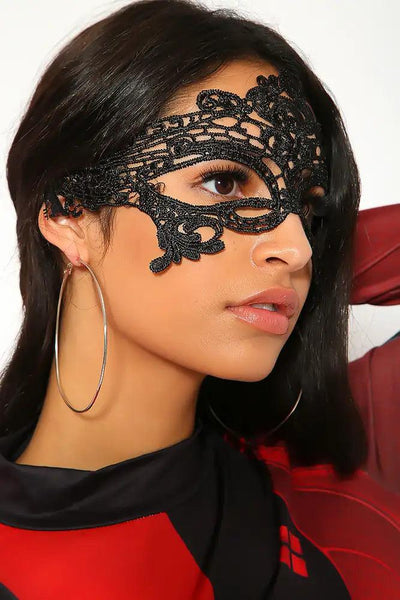 Sexy Black Perforated Crochet Detail Costume Mask - AMIClubwear