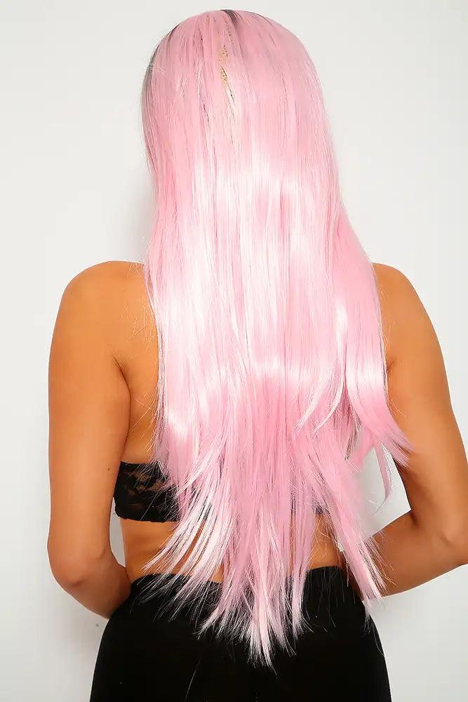 Sexy Black Pink Ombre Long Wig - AMIClubwear