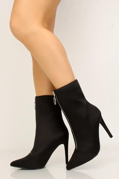 Sexy Black Pointy Toe High Heel Mid-Calf Booties - AMIClubwear