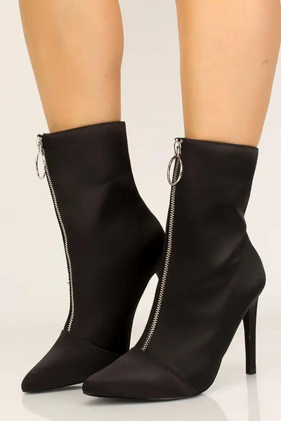 Sexy Black Pointy Toe High Heel Mid-Calf Booties - AMIClubwear