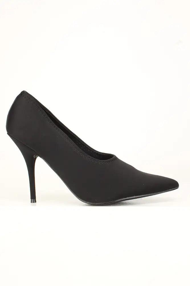 Sexy Black Pointy Toe Single Sole High Heels Pumps Lycra - AMIClubwear