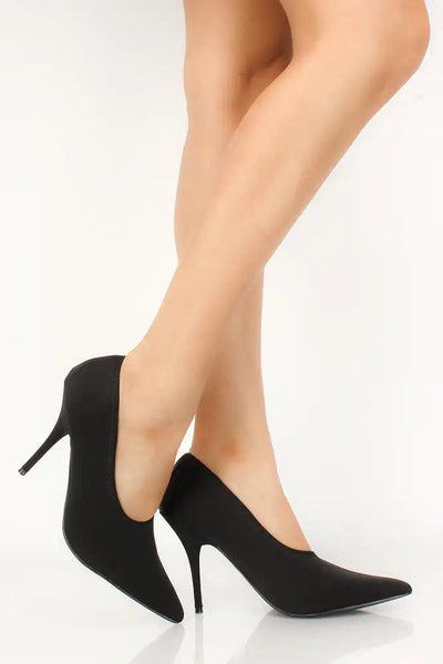 Sexy Black Pointy Toe Single Sole High Heels Pumps Lycra - AMIClubwear