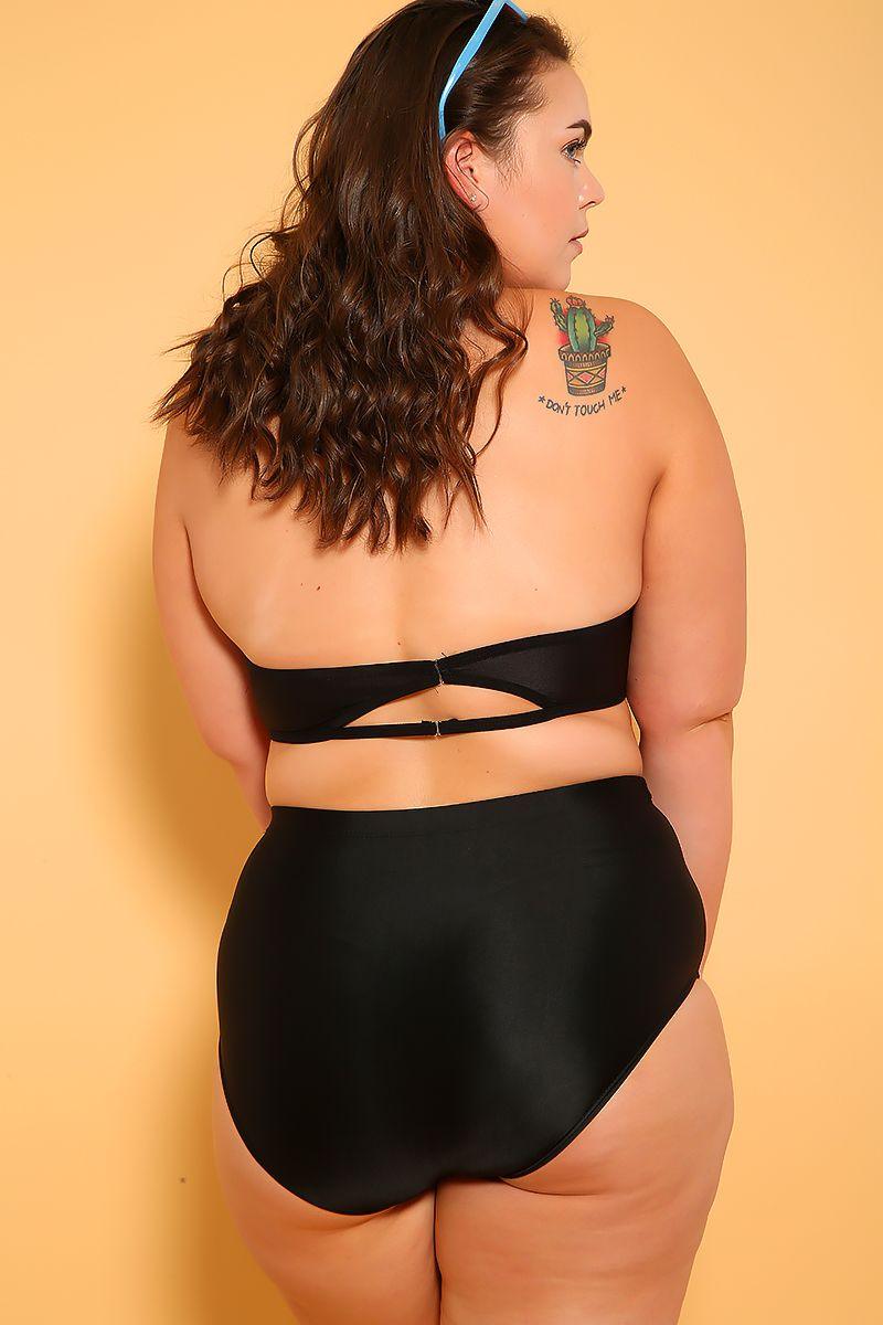 Sexy Black Printed Cutout Plus Size One Piece Swimsuit - AMIClubwear