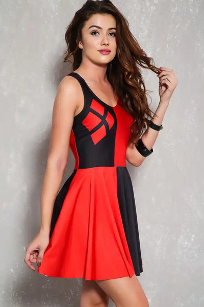 Sexy Black Red Dress Jester Costume - AMIClubwear