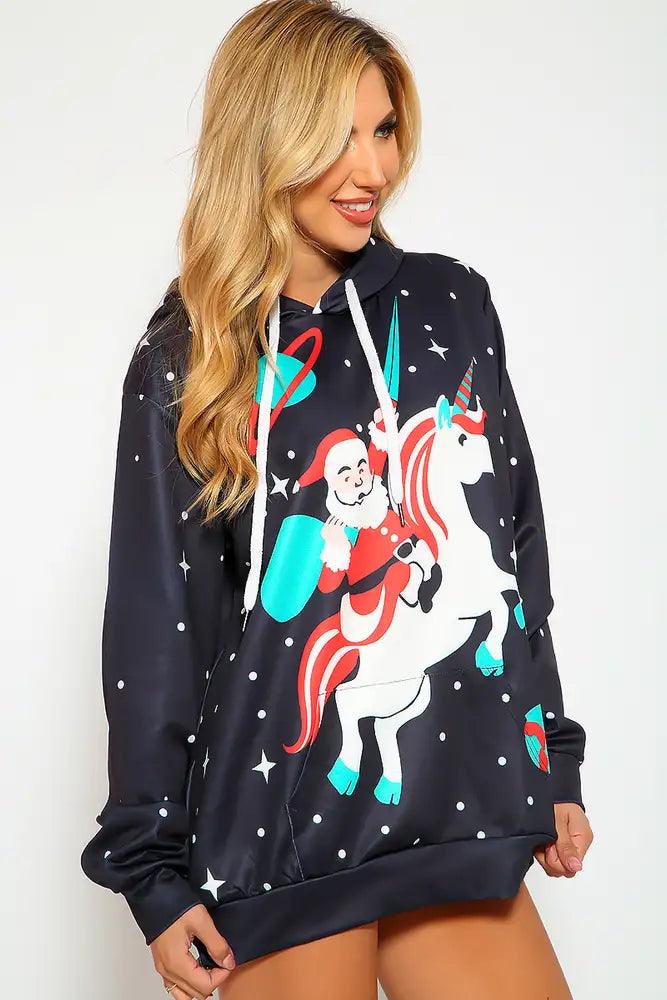 Sexy Black Red Graphic Print Holiday Costume Sweater - AMIClubwear