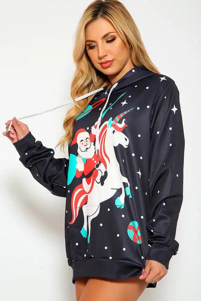Sexy Black Red Graphic Print Holiday Costume Sweater - AMIClubwear