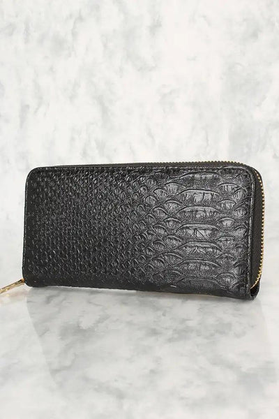 Sexy Black Reptile Print Faux Leather Wallet - AMIClubwear