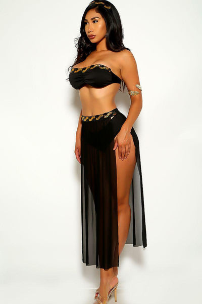 Sexy Black Sequin Cleopatra of the Nile Goddess Costume - AMIClubwear