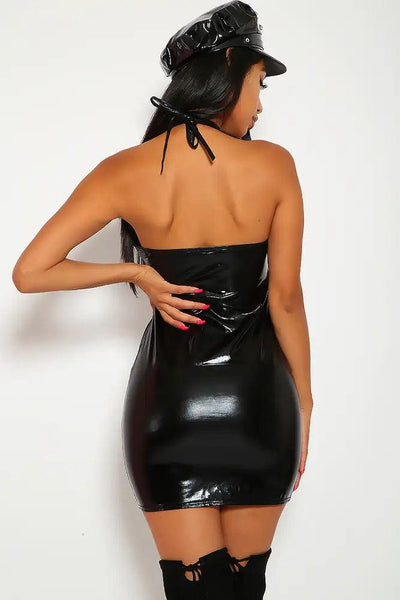 Sexy Black Sleeveless Faux Leather Versatile Costume - AMIClubwear