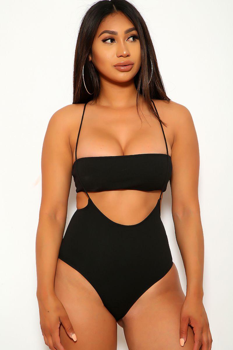 Sexy Black Strapless High Waist Two Piece Swimsuit - AMIClubwear