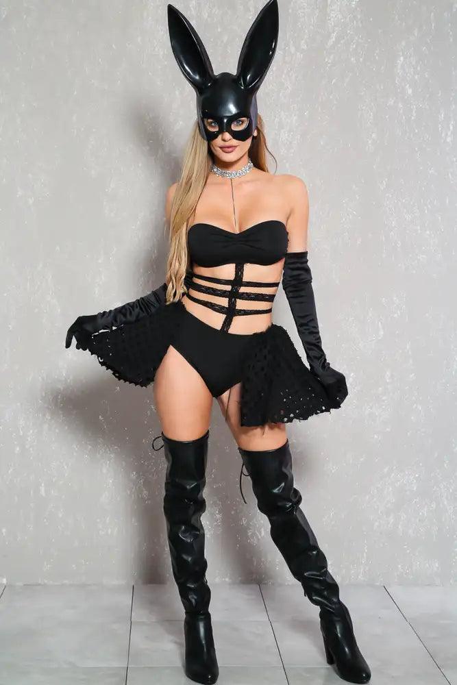Sexy Black Strapless One Piece Pop Star Singer Costume - AMIClubwear