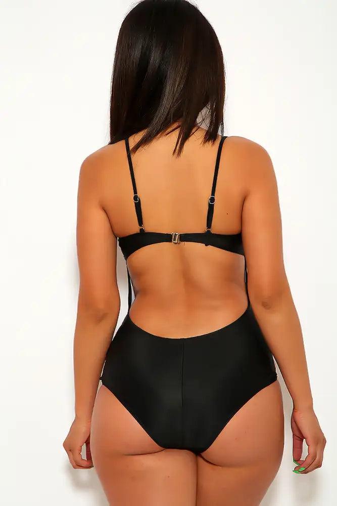 Sexy Black Strappy One Piece Monokini Swimsuit - AMIClubwear