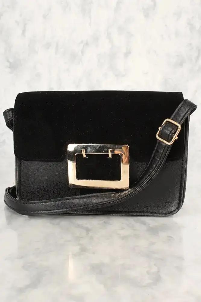 Sexy Black Velvet Faux Leather Mini Shoulder Handbag
